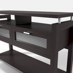 Table console de canapé 47" Espresso moderne avec 2 armoires à abattant et étagères ouvertes
