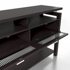 Table console de canapé 47" Espresso moderne avec 2 armoires à abattant et étagères ouvertes