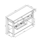 Table console de canapé 47" Espresso moderne avec 2 armoires à abattant et étagères ouvertes