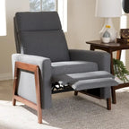 Fauteuil inclinable en tissu de style Mid-Century avec finition en noyer et repose-pieds