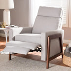Fauteuil inclinable en tissu de style Mid-Century avec finition en noyer et repose-pieds