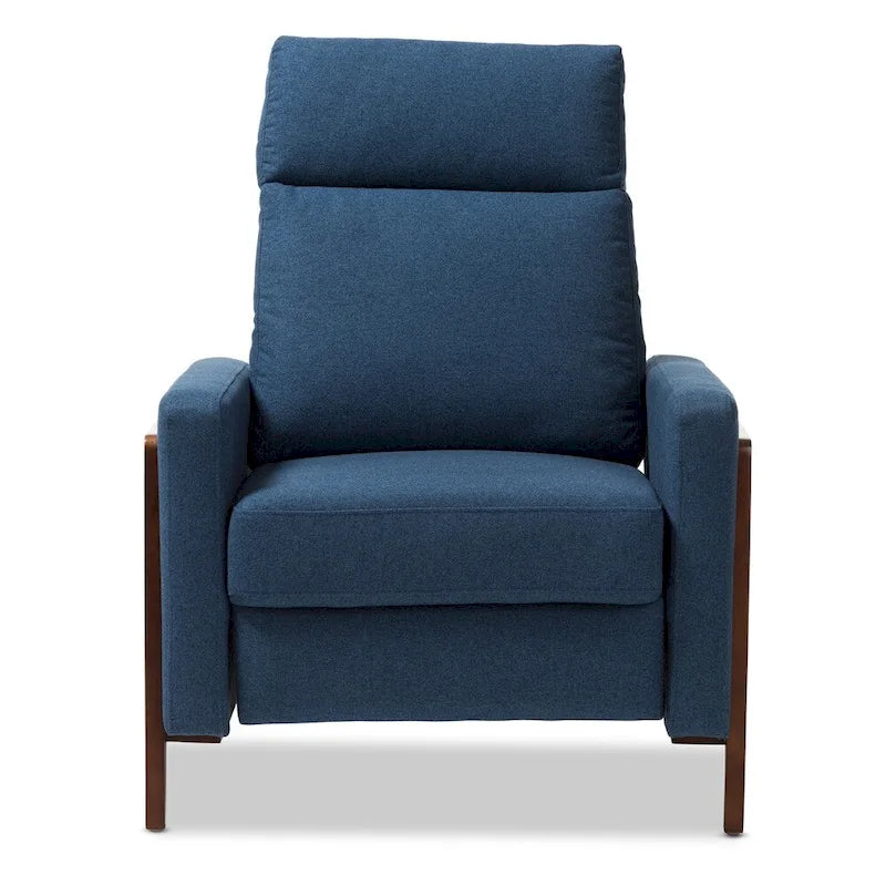 Fauteuil inclinable en tissu de style Mid-Century avec finition en noyer et repose-pieds