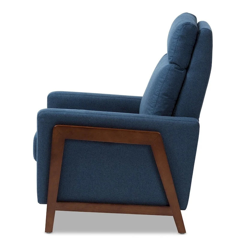Fauteuil inclinable en tissu de style Mid-Century avec finition en noyer et repose-pieds