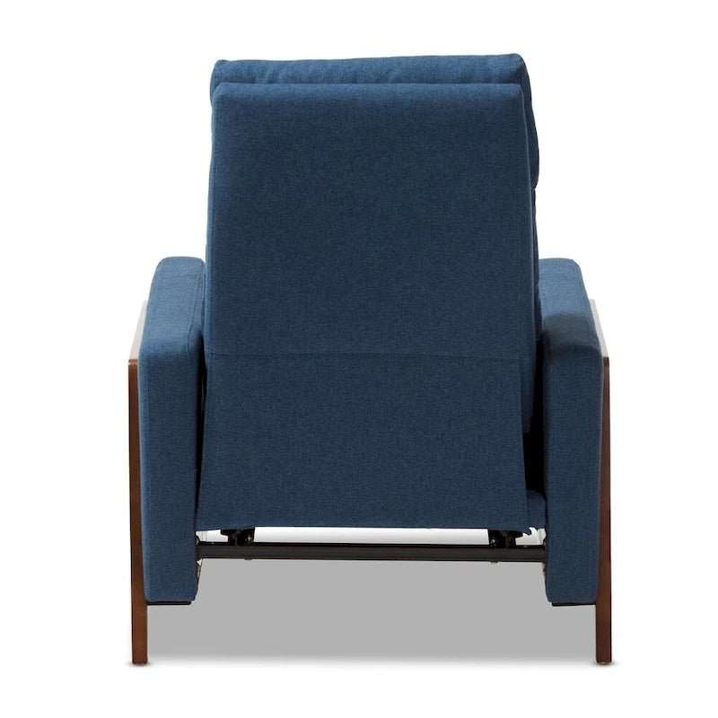 Fauteuil inclinable en tissu de style Mid-Century avec finition en noyer et repose-pieds