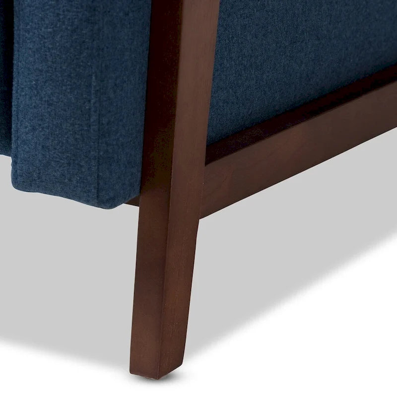Fauteuil inclinable en tissu de style Mid-Century avec finition en noyer et repose-pieds