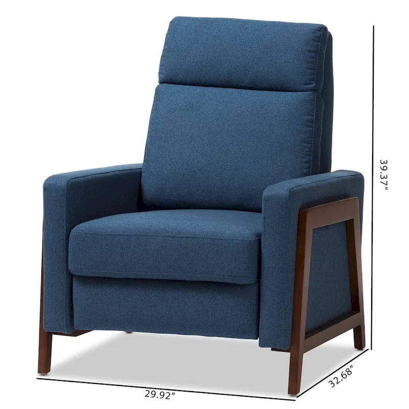 Fauteuil inclinable en tissu de style Mid-Century avec finition en noyer et repose-pieds