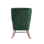 Fauteuil d'appoint à bascule en velours avec pieds en bois d'hévéa et en acier
