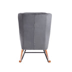 Fauteuil d'appoint à bascule en velours avec pieds en bois d'hévéa et en acier