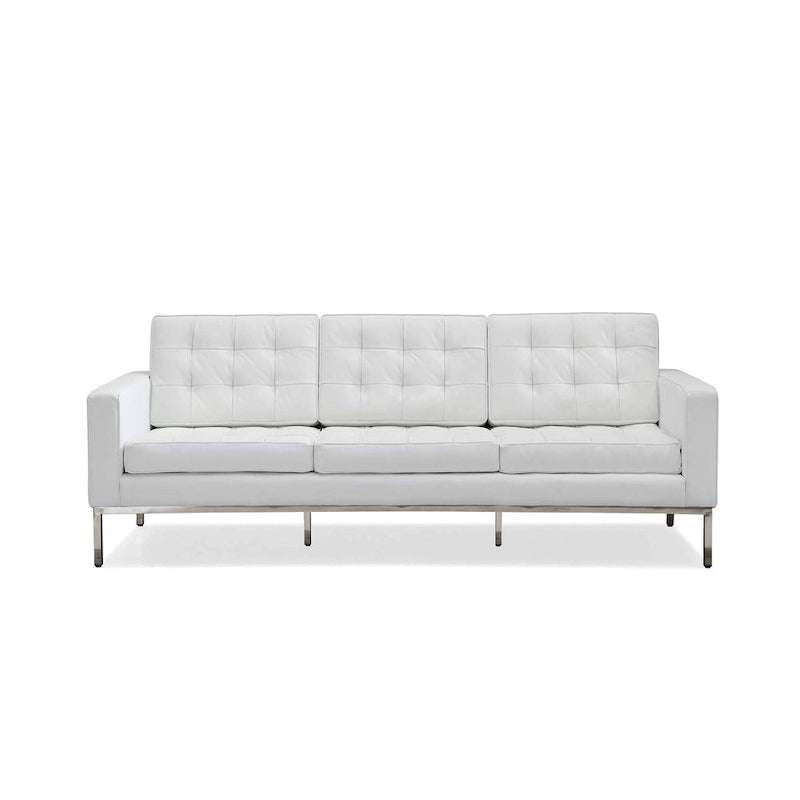 Canapé de Luxe Moderne avec Coussins capitonnés et Structure en Acier Inoxydable Poli – Minimaliste