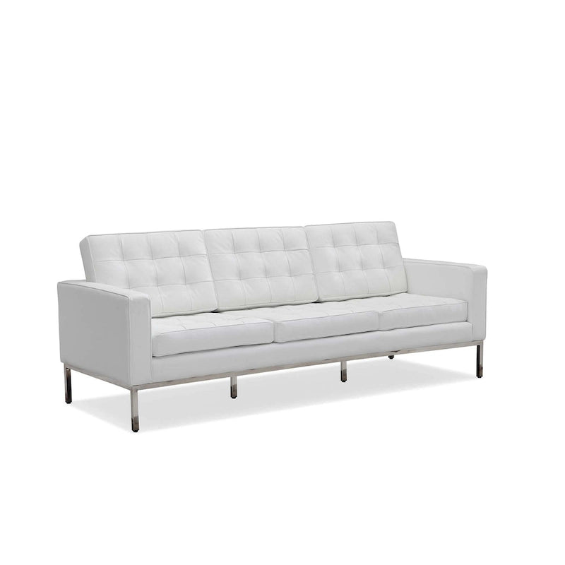 Canapé de Luxe Moderne avec Coussins capitonnés et Structure en Acier Inoxydable Poli – Minimaliste