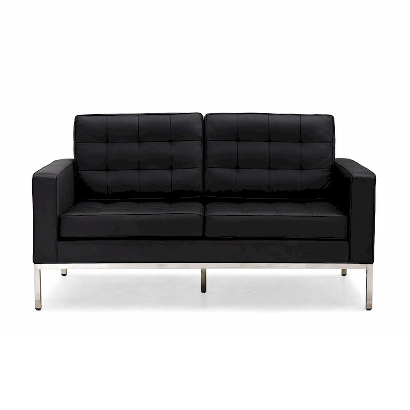 Canapé de Luxe Moderne avec Coussins capitonnés et Structure en Acier Inoxydable Poli – Minimaliste