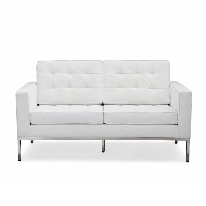 Canapé de Luxe Moderne avec Coussins capitonnés et Structure en Acier Inoxydable Poli – Minimaliste