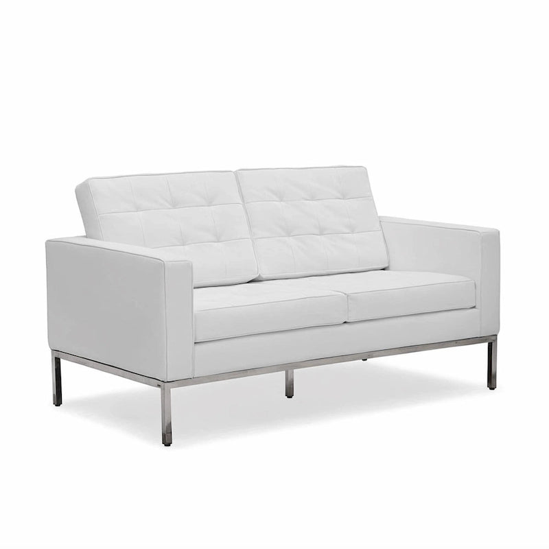 Canapé de Luxe Moderne avec Coussins capitonnés et Structure en Acier Inoxydable Poli – Minimaliste