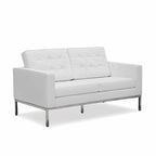 Canapé de Luxe Moderne avec Coussins capitonnés et Structure en Acier Inoxydable Poli – Minimaliste