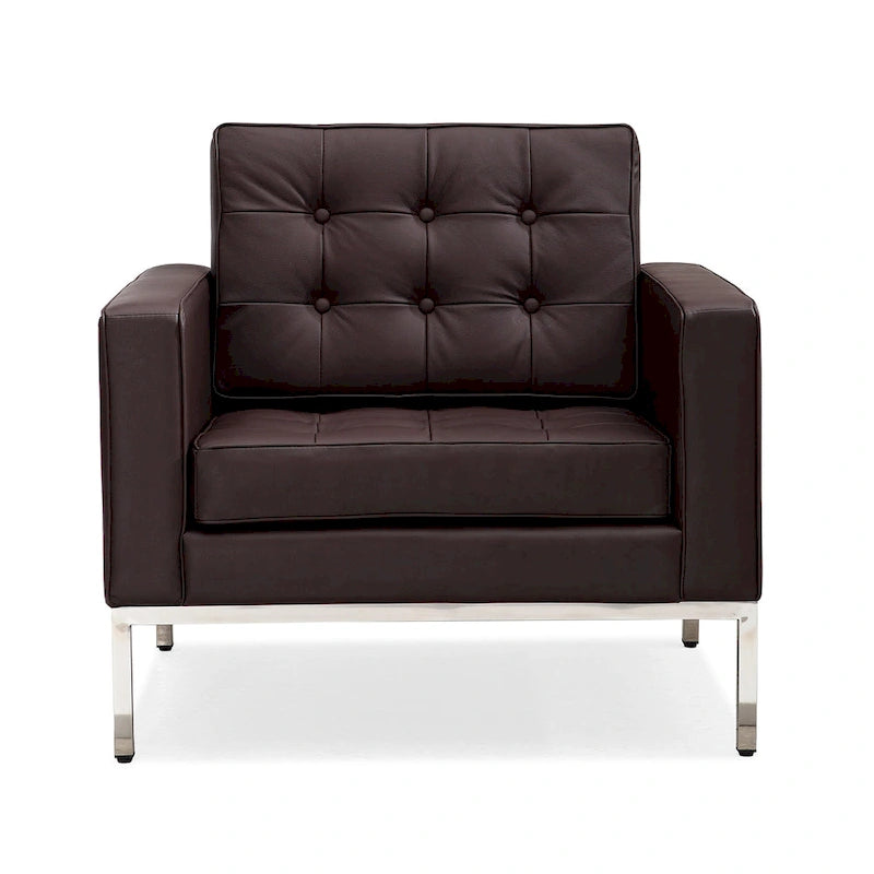 Canapé de Luxe Moderne avec Coussins capitonnés et Structure en Acier Inoxydable Poli – Minimaliste