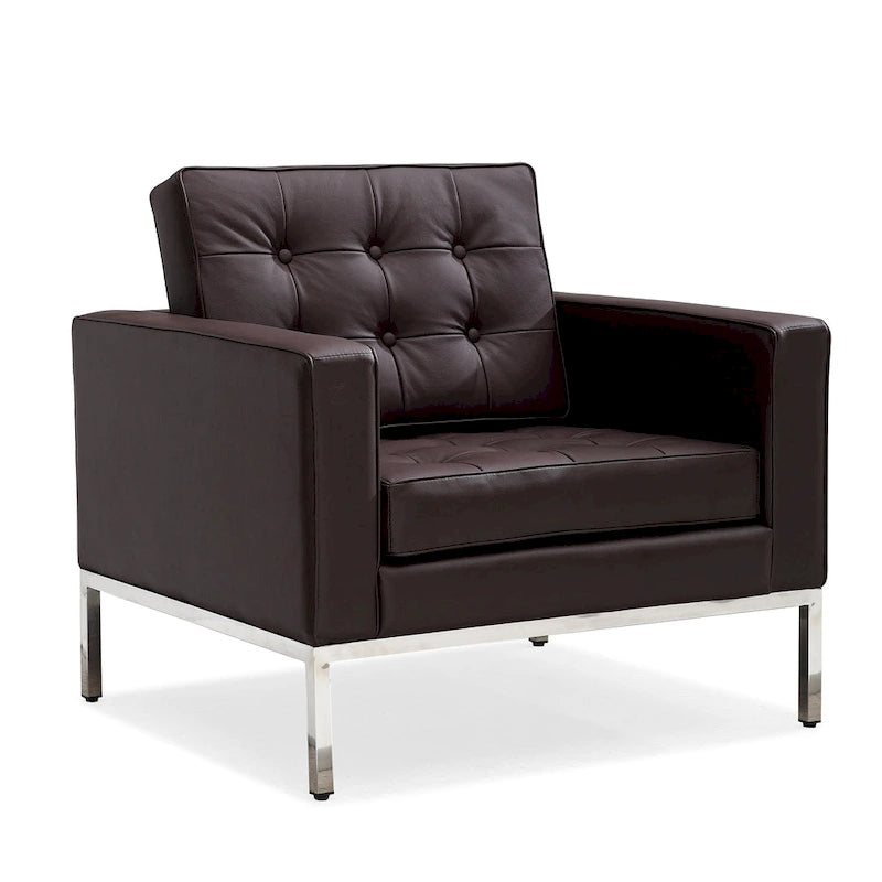 Canapé de Luxe Moderne avec Coussins capitonnés et Structure en Acier Inoxydable Poli – Minimaliste