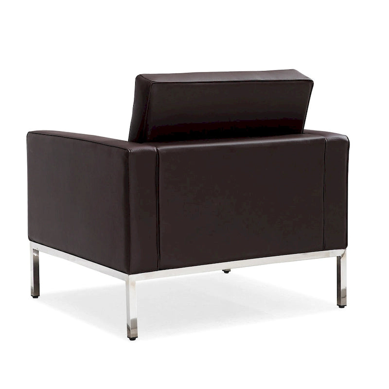 Canapé de Luxe Moderne avec Coussins capitonnés et Structure en Acier Inoxydable Poli – Minimaliste