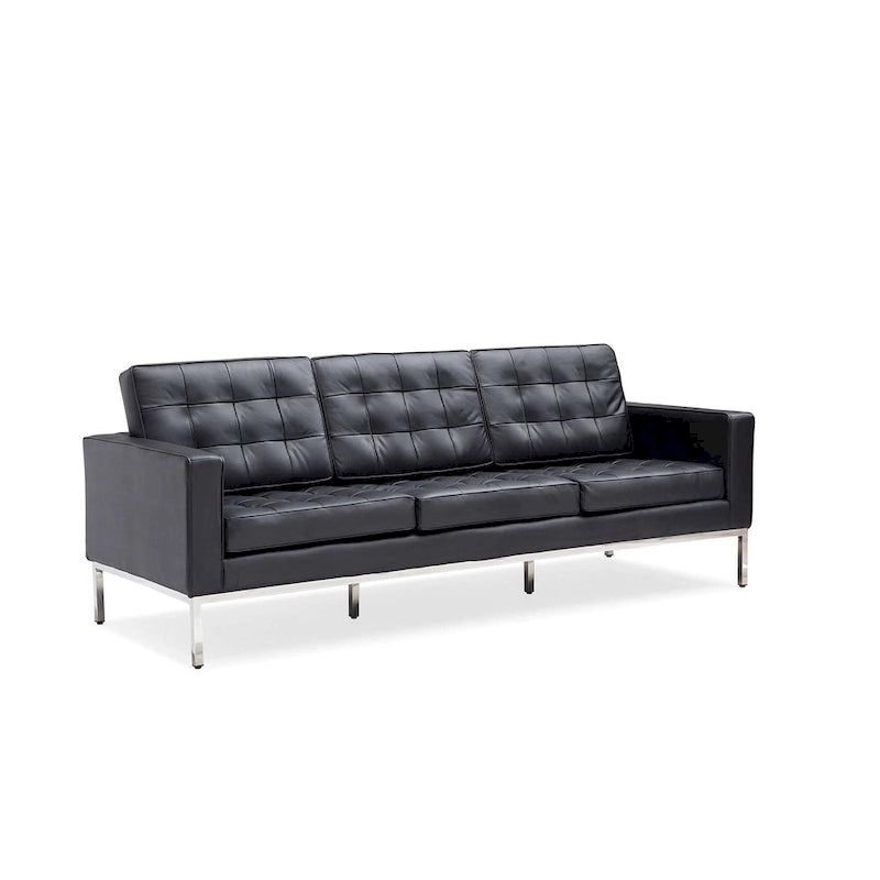 Canapé de Luxe Moderne avec Coussins capitonnés et Structure en Acier Inoxydable Poli – Minimaliste