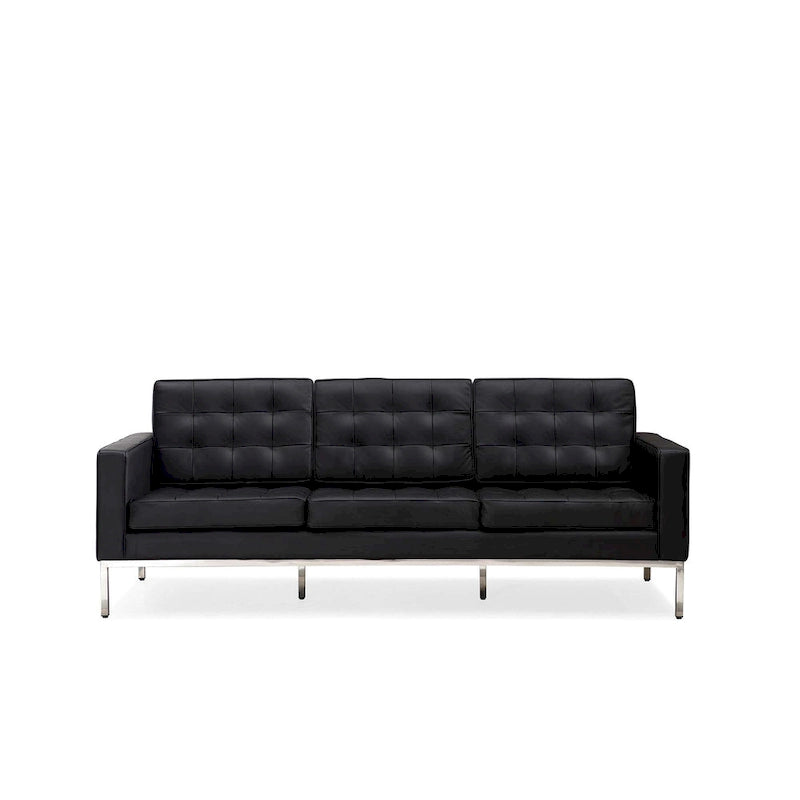 Canapé de Luxe Moderne avec Coussins capitonnés et Structure en Acier Inoxydable Poli – Minimaliste