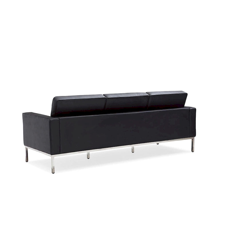 Canapé de Luxe Moderne avec Coussins capitonnés et Structure en Acier Inoxydable Poli – Minimaliste