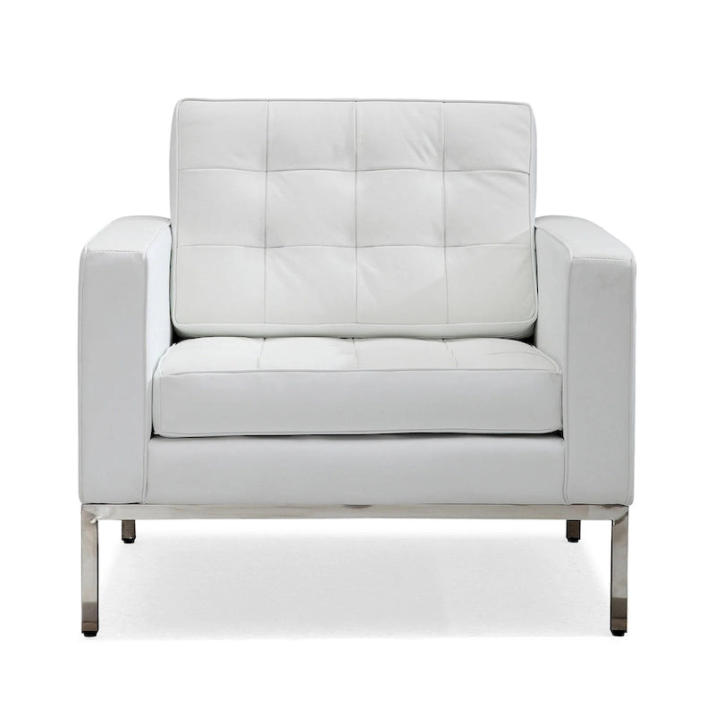 Canapé de Luxe Moderne avec Coussins capitonnés et Structure en Acier Inoxydable Poli – Minimaliste