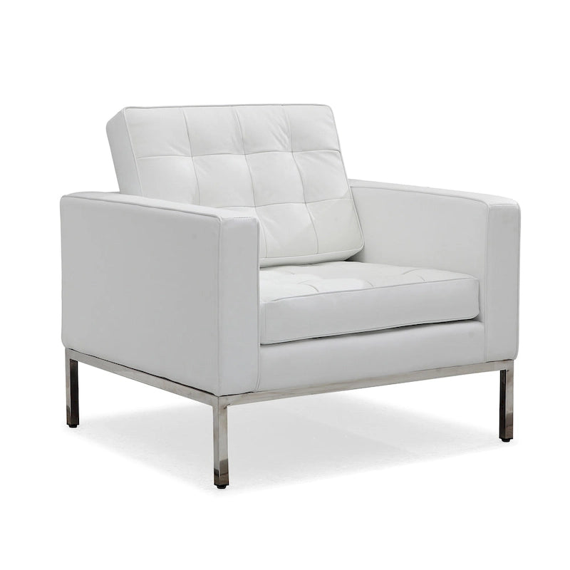 Canapé de Luxe Moderne avec Coussins capitonnés et Structure en Acier Inoxydable Poli – Minimaliste