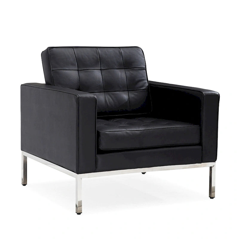 Canapé de Luxe Moderne avec Coussins capitonnés et Structure en Acier Inoxydable Poli – Minimaliste