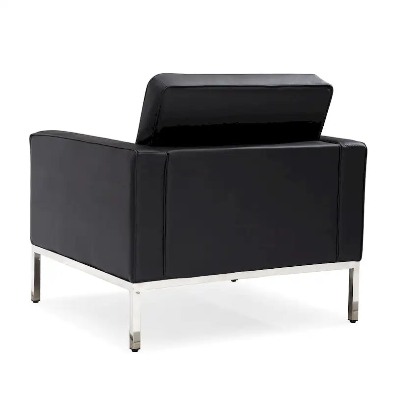 Canapé de Luxe Moderne avec Coussins capitonnés et Structure en Acier Inoxydable Poli – Minimaliste