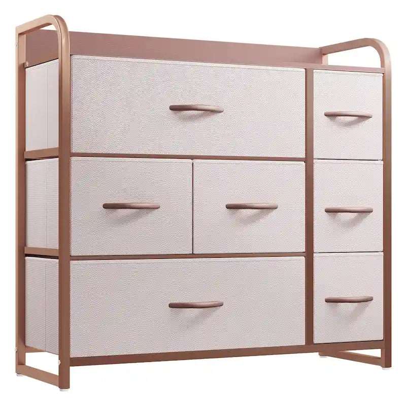 Commode de rangement multifonctionnelle à 7 tiroirs, grise