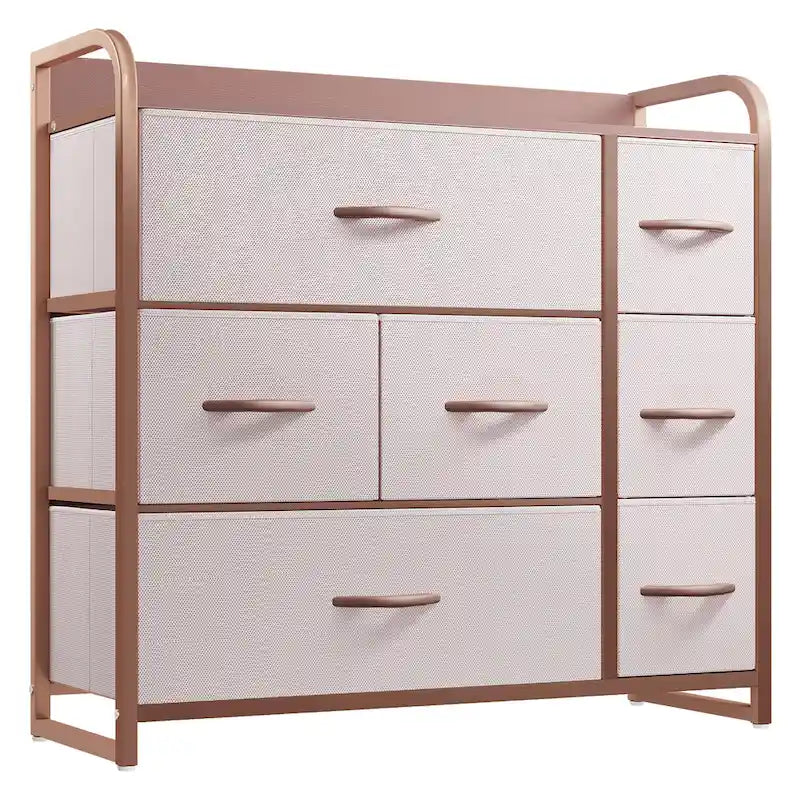 Commode de rangement multifonctionnelle à 7 tiroirs, grise