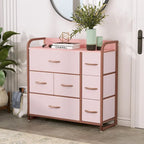 Commode de rangement multifonctionnelle à 7 tiroirs, grise