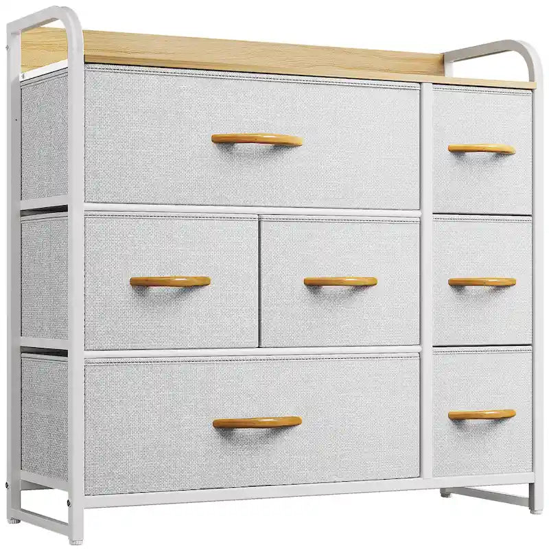 Commode de rangement multifonctionnelle à 7 tiroirs, grise