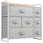 Commode de rangement multifonctionnelle à 7 tiroirs, grise