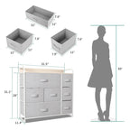 Commode de rangement multifonctionnelle à 7 tiroirs, grise
