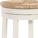 Tabouret de bar pivotant sans dossier en bois massif de 30 po avec repose-pieds – Naturel et blanc antique
