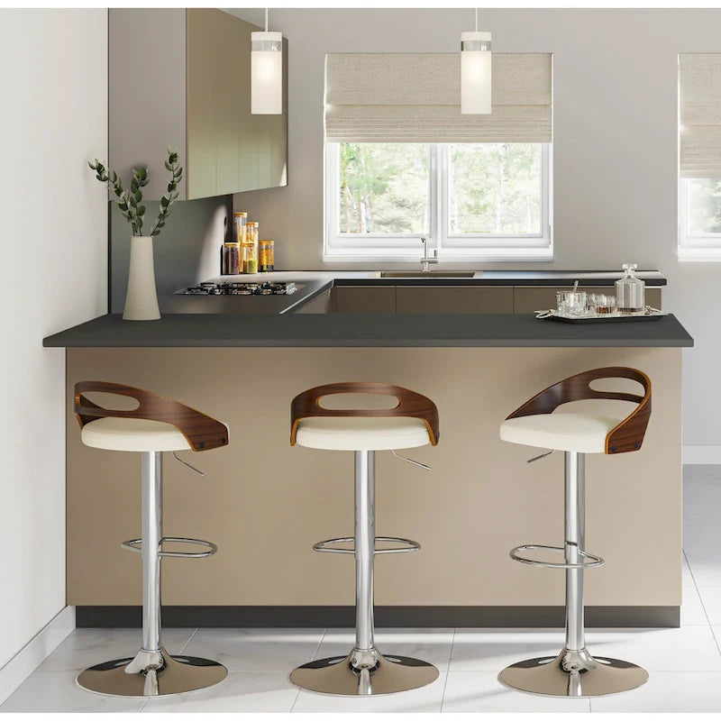 Tabouret de bar à hauteur réglable avec repose-pieds ovale et pivotant à 360° – Lot de 2
