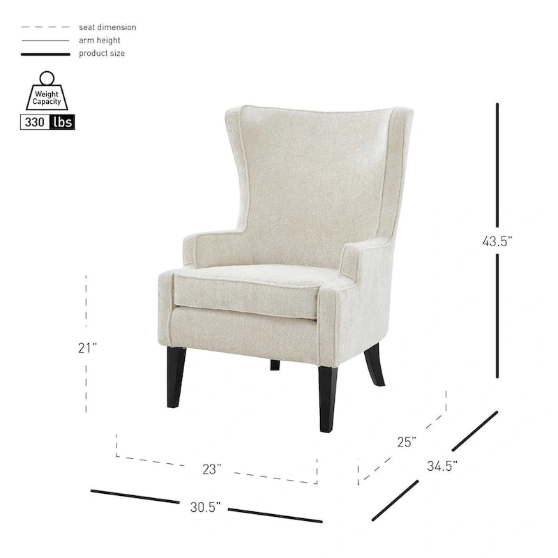 Fauteuil d'appoint en tissu KD avec accoudoirs ailés