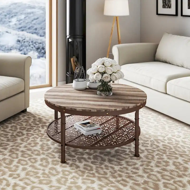 Table basse ronde de 36 pouces avec rangement - 36*36*18 pouces