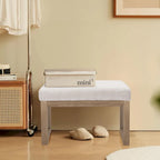Banc ottoman rectangulaire de 68,5 cm de large, repose-pieds blanc, aspect velours, blanc