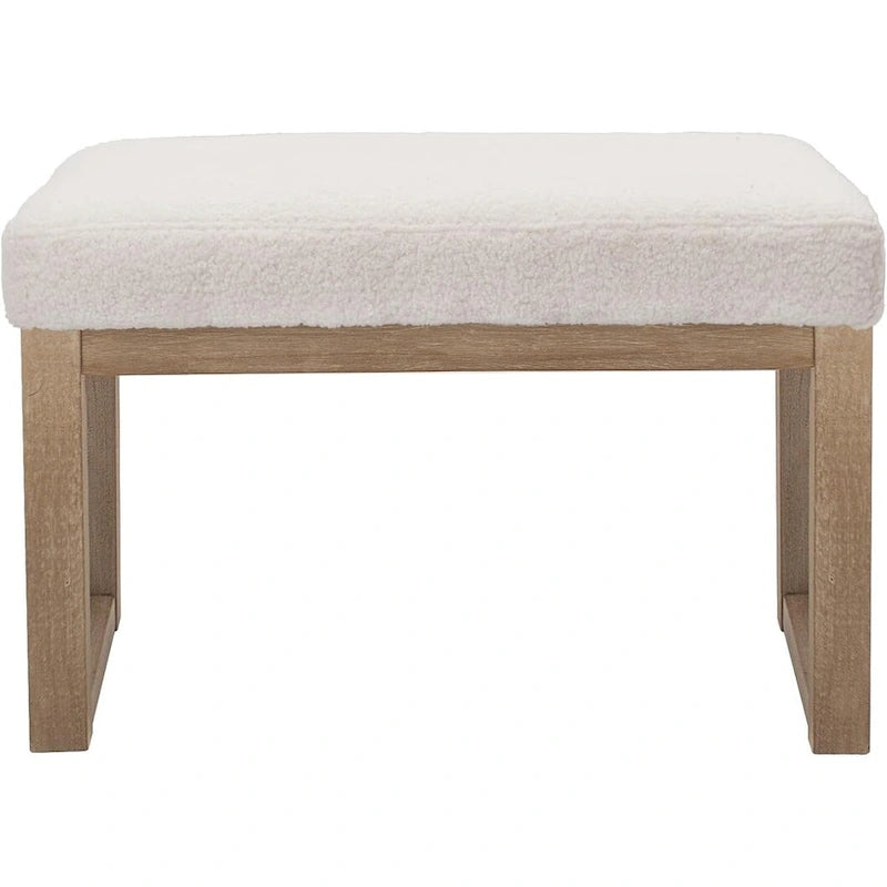Banc ottoman rectangulaire de 68,5 cm de large, repose-pieds blanc, aspect velours, blanc