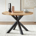 Table à manger sur piédestal croisé du milieu du siècle avec finition bicolore – 45 po