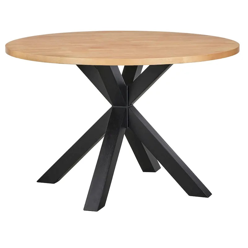 Table à manger sur piédestal croisé du milieu du siècle avec finition bicolore – 45 po