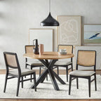 Table à manger sur piédestal croisé du milieu du siècle avec finition bicolore – 45 po