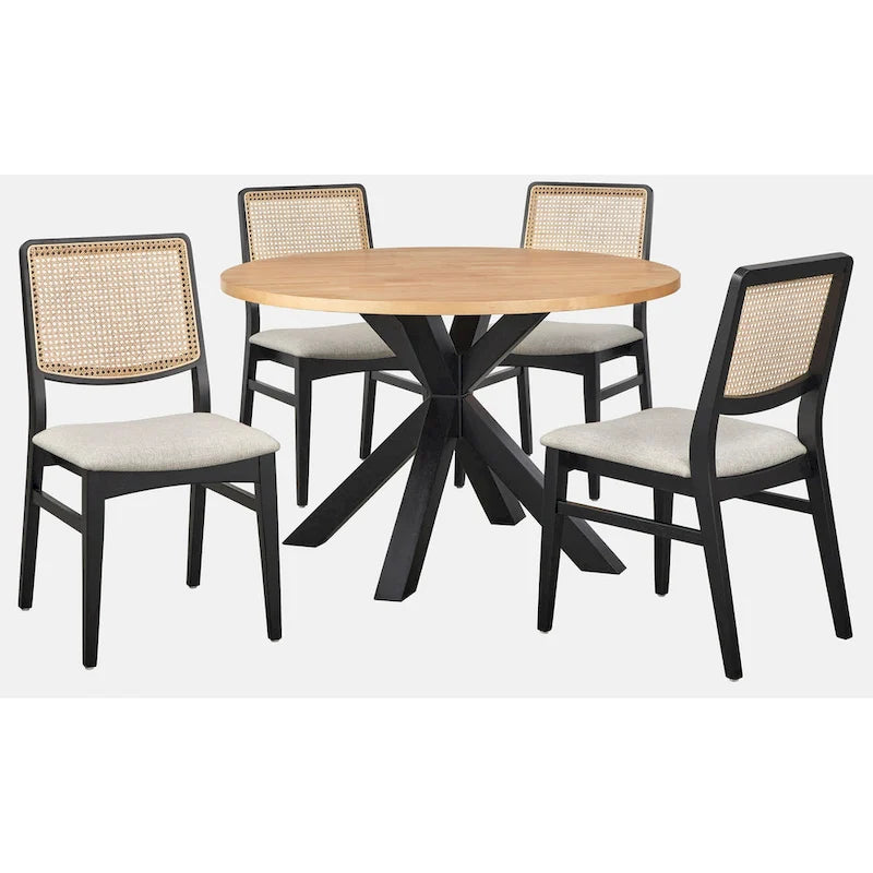 Table à manger sur piédestal croisé du milieu du siècle avec finition bicolore – 45 po