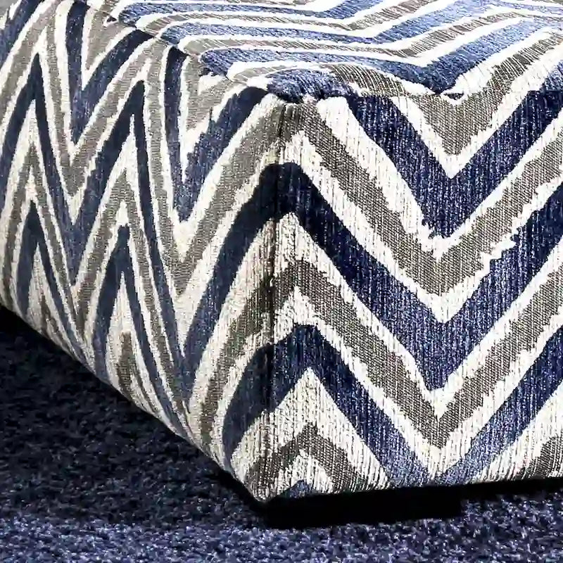 Pouf carré de cocktail en microfibre bleu marine avec pieds en bois massif – 42 po