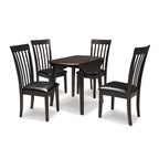 Ensemble de salle à manger 5 pièces marron foncé avec table à rabats et 4 chaises