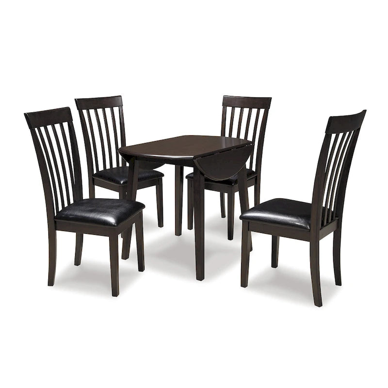 Ensemble de salle à manger 5 pièces marron foncé avec table à rabats et 4 chaises