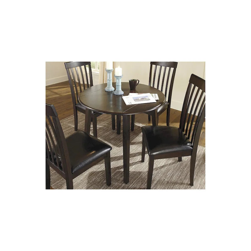 Ensemble de salle à manger 5 pièces marron foncé avec table à rabats et 4 chaises