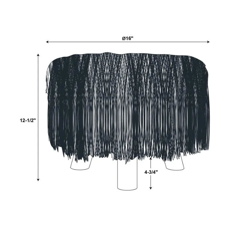 Pouffe rond en fausse fourrure blanche à poils longs avec cadre en bois – 40,6 cm