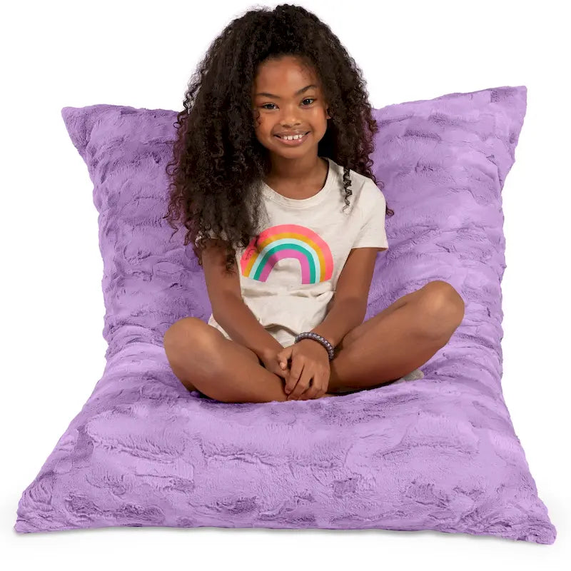 3.5 Pieds Géant Faux Fourrure Oreiller de Sol pour Enfants – Pouf, Tapis de Sol et Lit de Repos